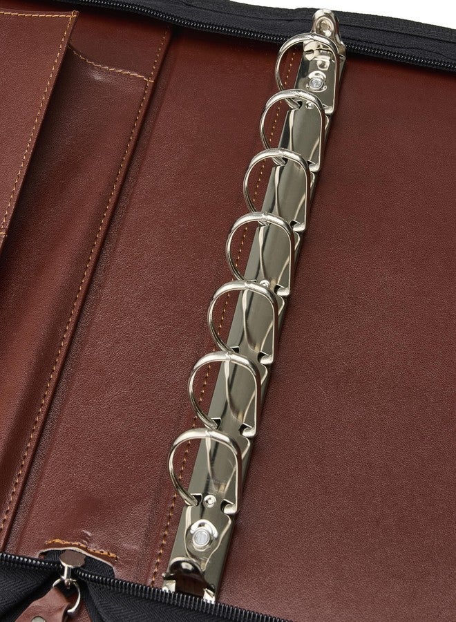GALLAWAY LEATHER 7 Ring Checkbook Binder for Business Checks, PU Leather Check Binder Portfolio with Zipper,600 Checks Capacity,for Executive and Personal Use (Dark Brown) - Image 5