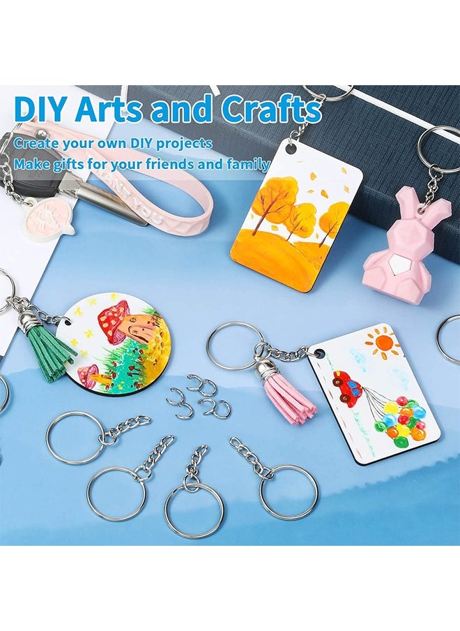 HS - 50PCS Keyring Rings Split Key Ring With Chain And Jump Metal Open Round Kit For Keychain Art Crafts Golden And Silver - Image 1