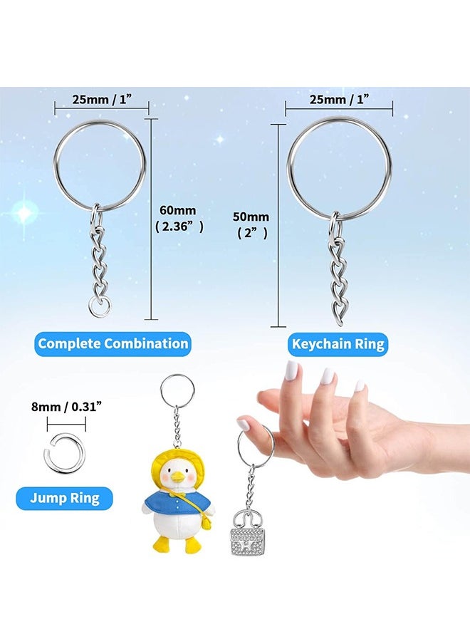 HS - 50PCS Keyring Rings Split Key Ring With Chain And Jump Metal Open Round Kit For Keychain Art Crafts Golden And Silver - Image 1