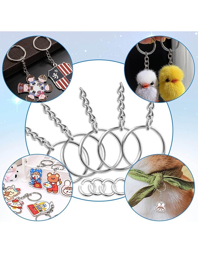 HS - 50PCS Keyring Rings Split Key Ring With Chain And Jump Metal Open Round Kit For Keychain Art Crafts Golden And Silver - Image 1