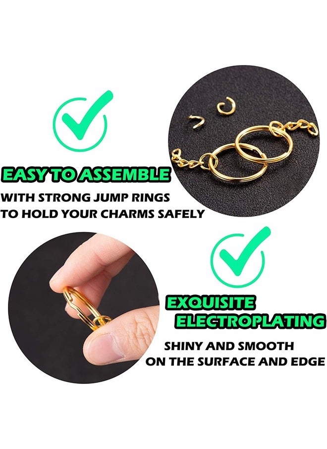 HS - 50PCS Keyring Rings Split Key Ring With Chain And Jump Metal Open Round Kit For Keychain Art Crafts Golden And Silver - Image 1