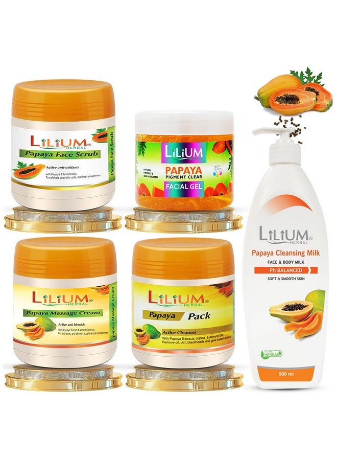 Lilium Anti-Oxidants Papaya Facial Kit With Papaya Cleansing Milk, 2500 GM | Soothing Moisturized & Balanced Skin | Reduce Dark Spots, Acne with Papaya Extract & Gives Healthy and Glowing skin - Image 1