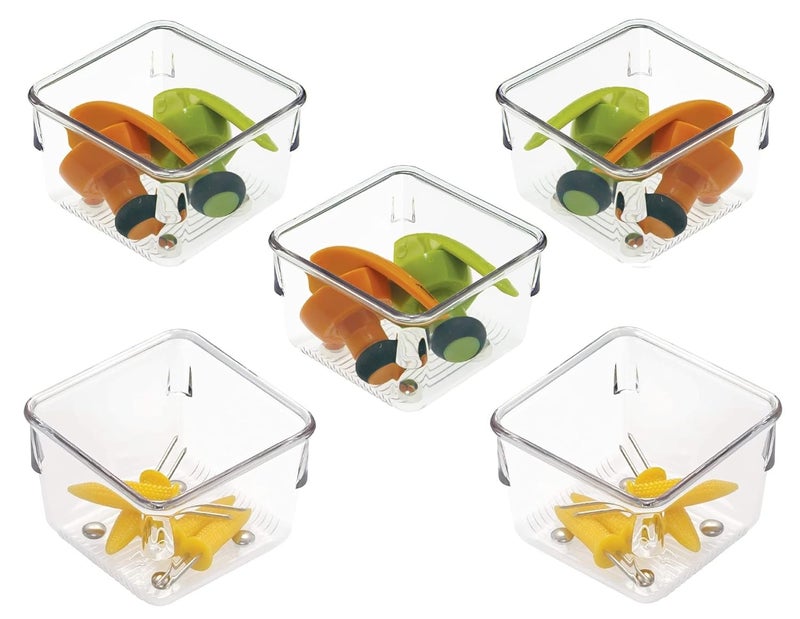 BAREPEPE 3x3x2 Inch Unbreakable Plastic 5Piece Drawer Organizer Trays Clear - Image 1