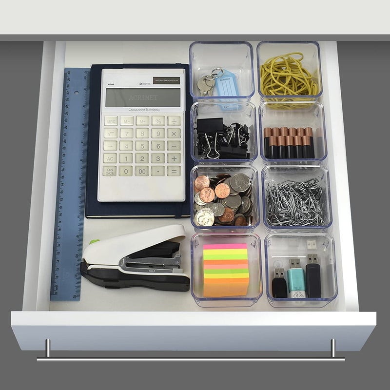 BAREPEPE 3x3x2 Inch Unbreakable Plastic 5Piece Drawer Organizer Trays Clear - Image 5