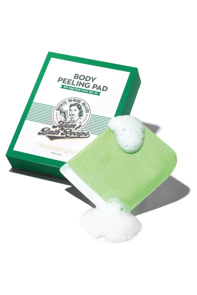 Moms Bath Recipe Mom's Bath Recipe Body Peeling Pad Original, All in One Bubble Body Wash & Scrub Gloves with Honey & Yogurt, Exfoliating Mitts for Dead Skin Cells, Skin Retexturizing Pads, 8 Sheets  - Image 1