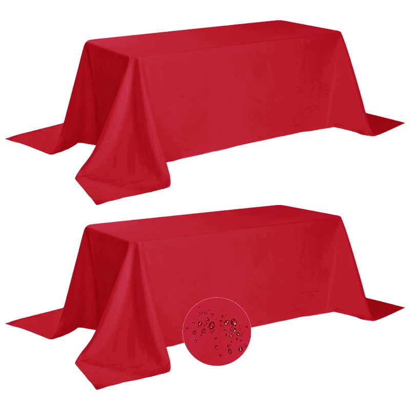 Fokitut 2 Pack Waterproof Rectangle Tablecloth 90x132 InchStain Resistant and Wrinkle Polyester Table Cloth Fabric Table Cover for Kitchen Dining Wedding Party Holiday DinnerRed