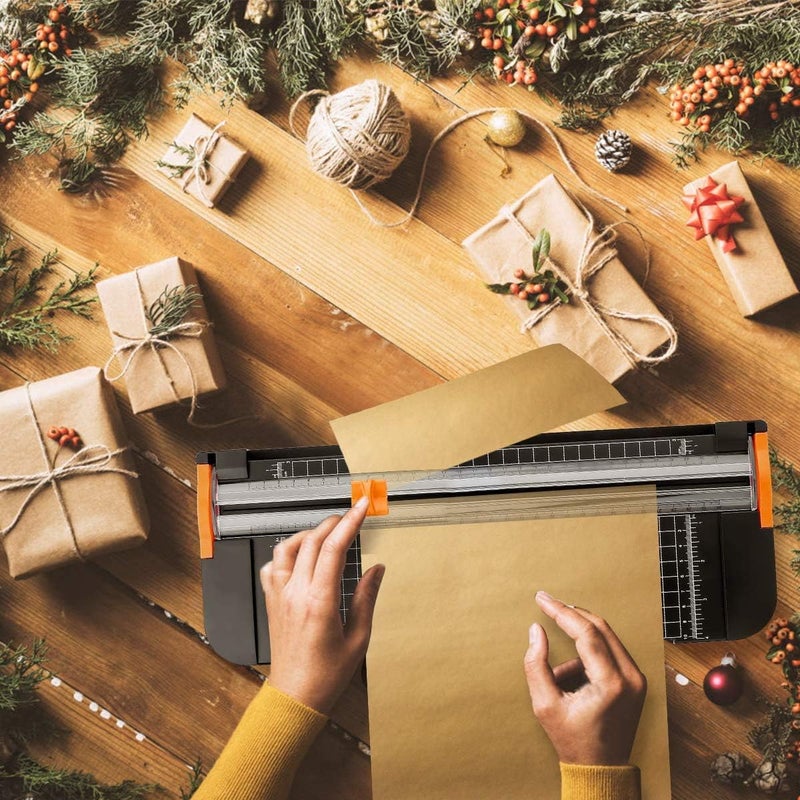 براندليس قاطع ورق A4، قاطع حرفي للورق مع حماية أمان تلقائية ومسطرة جانبية، قاطع صور أسود، قاطع مقصلة، أداة سكرابوكينغ لمشروع الأعمال اليدوية، ملصق - Image 5