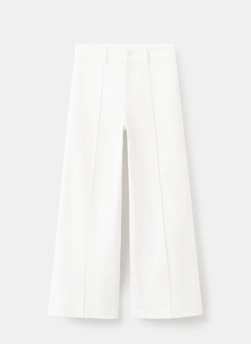 Mango 01-BLANCO High-Waisted Wideleg Jeans for Women | Best Price UAE