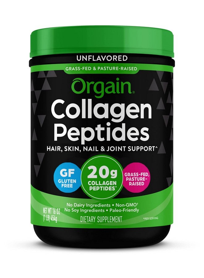 Orgain مسحوق ببتيدات الكولاجين المهدرج 20 جرام كولاجين من عشب التغذية لدعم الشعر والبشرة والأظافر والمفاصل مكمل باليو وكيتو غير معدل وراثيًا نوع I و III 1 رطل (قد يختلف التعبئة) - Image 1