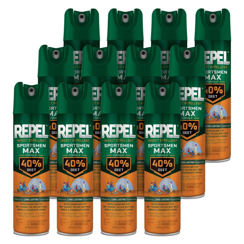 Repel Insect Repellent Sportsmen Max Formula 40 DEET 65 Ounces LongLasting Aerosol Insect Repellent Spray Repels Mosquitoes Ticks Gnats Biting Flies Chiggers And Fleas 12 Pack - Image 2