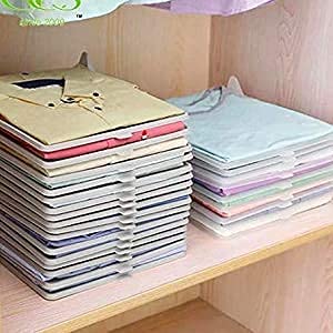 RIVUGJA Clothes Wardrobe Oraganizer for ShirtsTShirtsJeans Plastic Closet Drawer Organizer Cabinet Folding Board Storage Rack Travel Closet OrganizerPack of 6 Sheet - Image 3