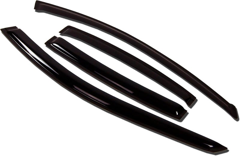 Tuningpros WV-115 Outside Mount Window Visor Deflector Rain Guard Dark Smoke 4-pc Set, Compatible with 2005-2011 Dodge Dakota Quad Cab/Extended Cab - Image 1