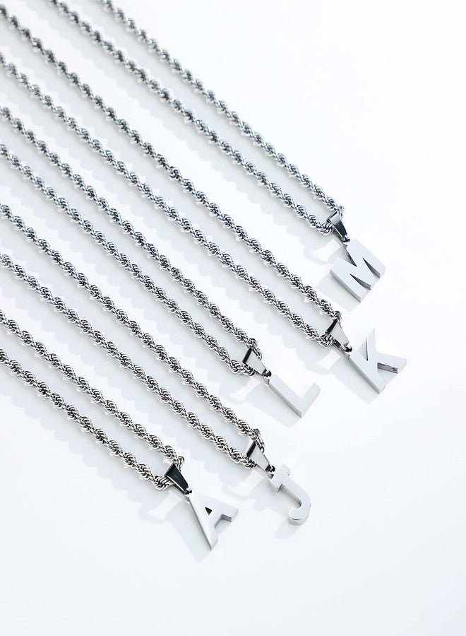 SENRAN Layered Initial A-Z Letter Necklace for Men Stainless Steel Figaro Twist Rope Chain18-20 inch Personalized Letter Charm Pendant Jewelry Gift for Women(S-J) - Image 2