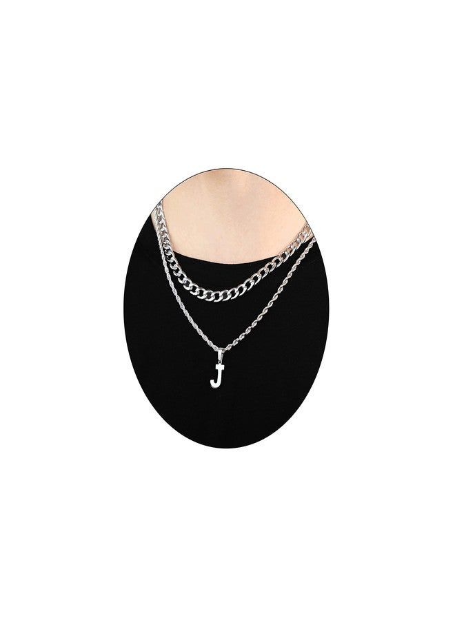 SENRAN Layered Initial A-Z Letter Necklace for Men Stainless Steel Figaro Twist Rope Chain18-20 inch Personalized Letter Charm Pendant Jewelry Gift for Women(S-J) - Image 1