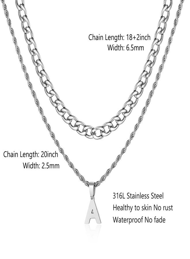 SENRAN Layered Initial A-Z Letter Necklace for Men Stainless Steel Figaro Twist Rope Chain18-20 inch Personalized Letter Charm Pendant Jewelry Gift for Women(S-J) - Image 3