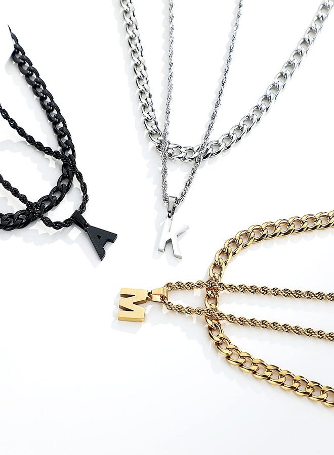 SENRAN Layered Initial A-Z Letter Necklace for Men Stainless Steel Figaro Twist Rope Chain18-20 inch Personalized Letter Charm Pendant Jewelry Gift for Women(S-J) - Image 5