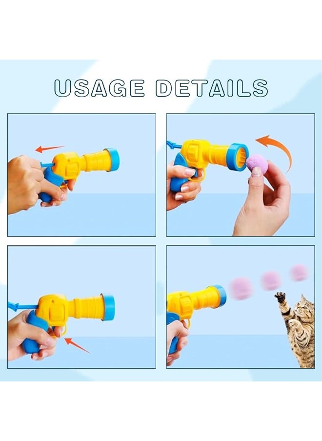 روكاوات ألعاب Cat Interactive للقطط الداخلية ، 20pcs كرات بوم بوم مع مجموعة قاذفة ، ألعاب هريرة للعب القطط الذاتية ، لعبة كرات Cat Cat Toy Cat Plush Ball Shooting ، لون الكرة عشوائي  - Image 2