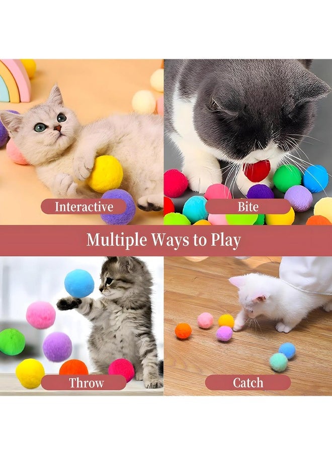 روكاوات ألعاب Cat Interactive للقطط الداخلية ، 20pcs كرات بوم بوم مع مجموعة قاذفة ، ألعاب هريرة للعب القطط الذاتية ، لعبة كرات Cat Cat Toy Cat Plush Ball Shooting ، لون الكرة عشوائي  - Image 5