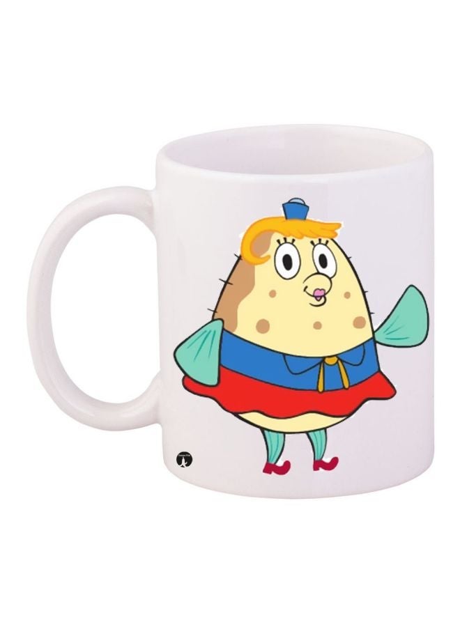 RYN Cartoon Printed Coffee Mug White/Blue/Red 11ounce