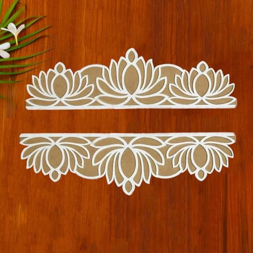 Curious Button Readymade Umbra Patti Rangoli Mats- 4x12 Inches | Readymade Rangoli for Floor Pack of 3, Rangoli Mats for Decoration, Portable Diwali Decor Stencils|Easy to Use Rangoli Template - Image 5
