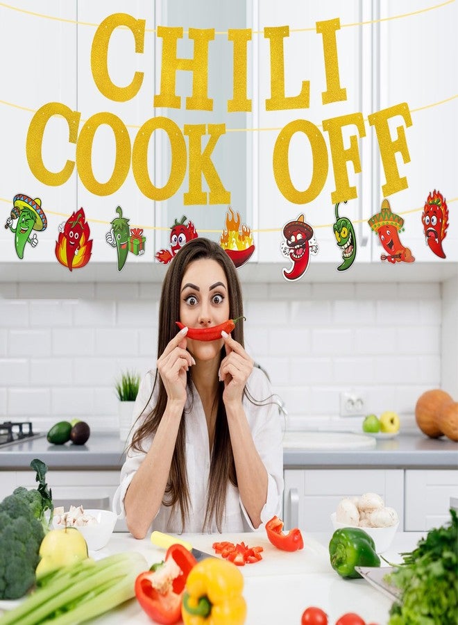 YEXEXINM Shiny Chili Cook Off Banner Set - Pre-Assembled Chili Contest Pennants with Chili Pattern Flag and Accessories - Red Hot Chili Cooking Decor Banners - Perfect Chili Cook-Off Party Deco and Chili Decoration Banner Supplies (2 Pcs - Image 4