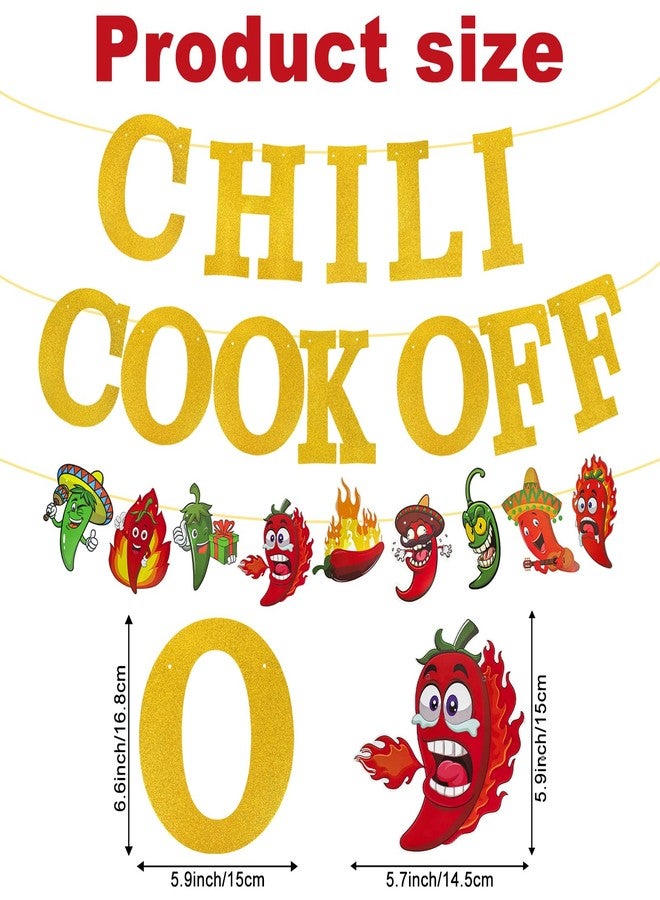 YEXEXINM Shiny Chili Cook Off Banner Set - Pre-Assembled Chili Contest Pennants with Chili Pattern Flag and Accessories - Red Hot Chili Cooking Decor Banners - Perfect Chili Cook-Off Party Deco and Chili Decoration Banner Supplies (2 Pcs - Image 2