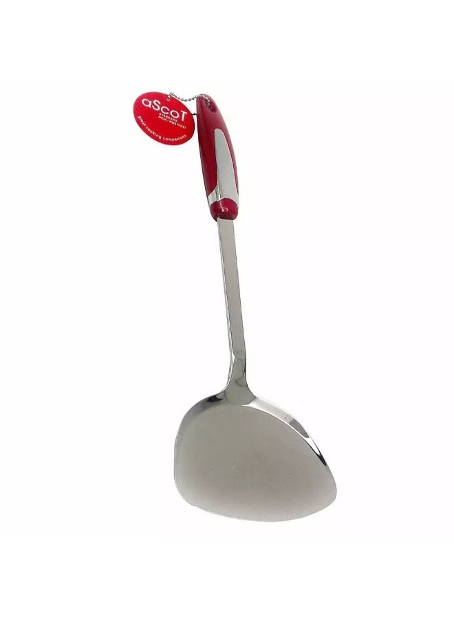 Ascot Oriental Turner Stainless Steel Turner Silver and Red Strong in Rust, Heat Resistance, Cooking Turner or Spoon - Image 2