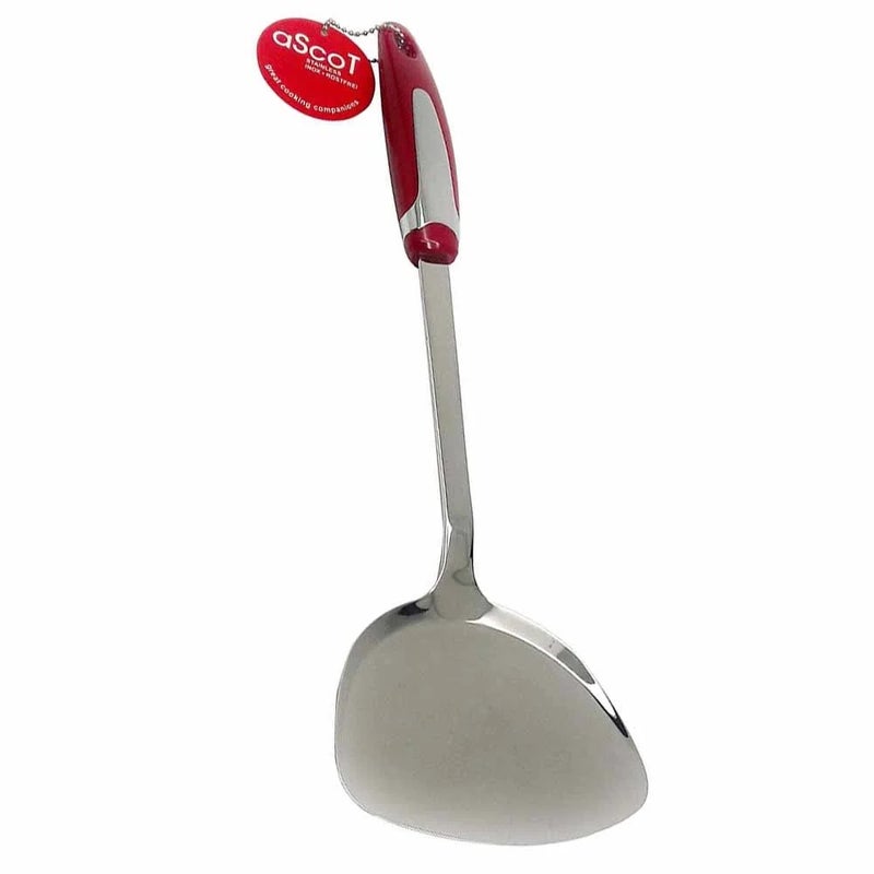 Ascot Oriental Turner Stainless Steel Turner Silver and Red Strong in Rust, Heat Resistance, Cooking Turner or Spoon - Image 1
