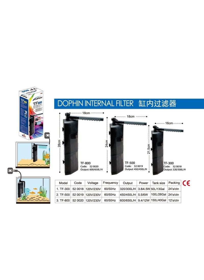 DoPhin - Dophin Aquarium Triangle Aquarium Fish Tank Internal Filter With Rainbar - Image 1