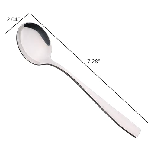 Begale 16-Piece Round Soup Spoon, Stainless Steel Bouillon Spoons - Image 3