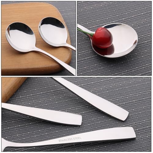 Begale 16-Piece Round Soup Spoon, Stainless Steel Bouillon Spoons - Image 2
