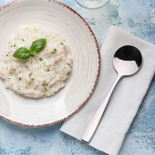 Begale 16-Piece Round Soup Spoon, Stainless Steel Bouillon Spoons - Image 4