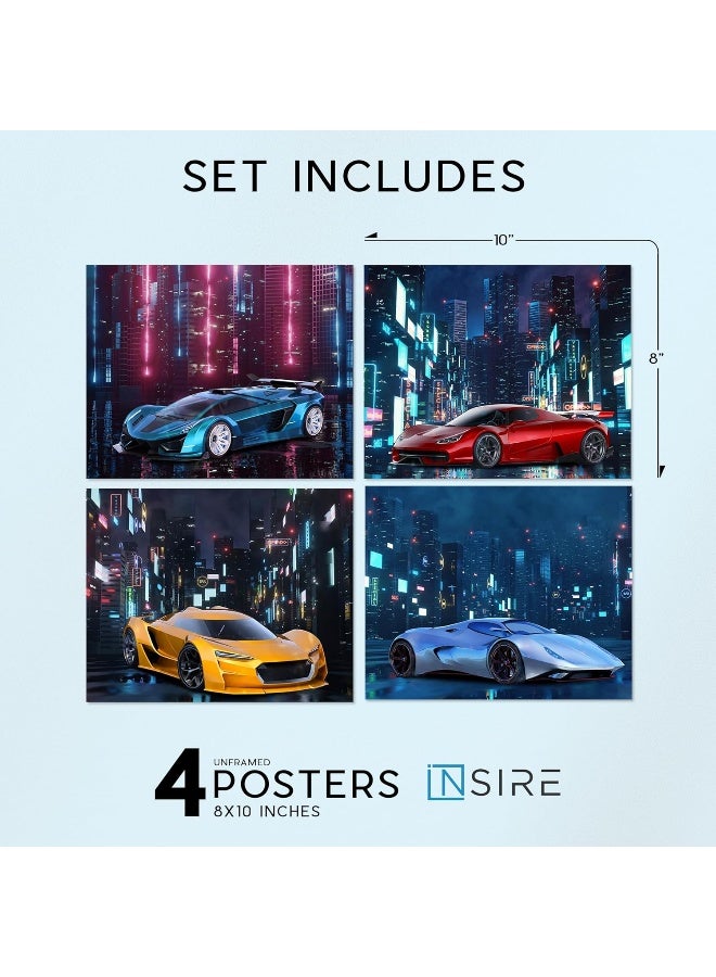 Insire Car Wall Art, Car Poster, Car Posters for Boys Room - Set of 4 (10x8) - Image 2
