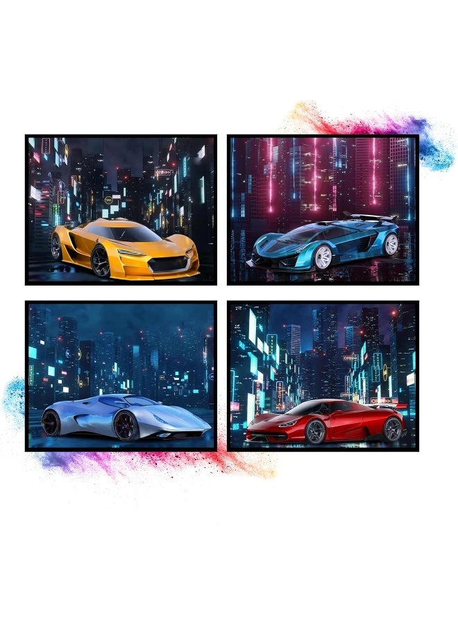 Insire Car Wall Art, Car Poster, Car Posters for Boys Room - Set of 4 (10x8) - Image 1
