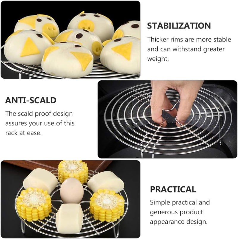 comfrt Steaming Rack Stainless Steel Trivet Rack Stand Cooking Steamer Rack Heavy Duty Pressure Cooker Steam Rack Round Cooling Basket for Egg Vegetable 20 * 4cm Steamer Rack - Image 2