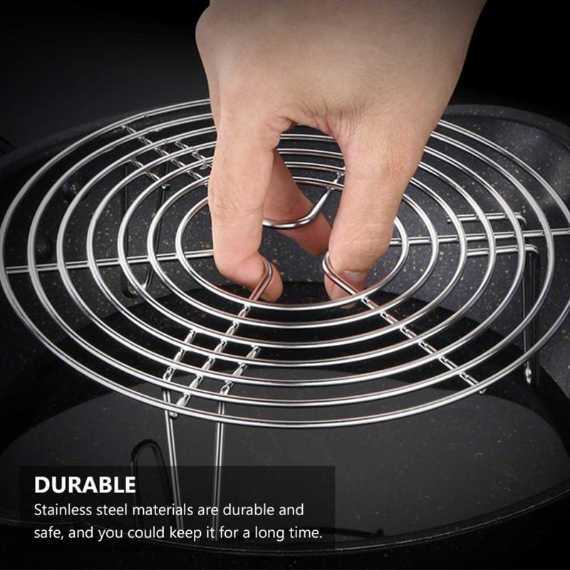 comfrt Steaming Rack Stainless Steel Trivet Rack Stand Cooking Steamer Rack Heavy Duty Pressure Cooker Steam Rack Round Cooling Basket for Egg Vegetable 20 * 4cm Steamer Rack - Image 3