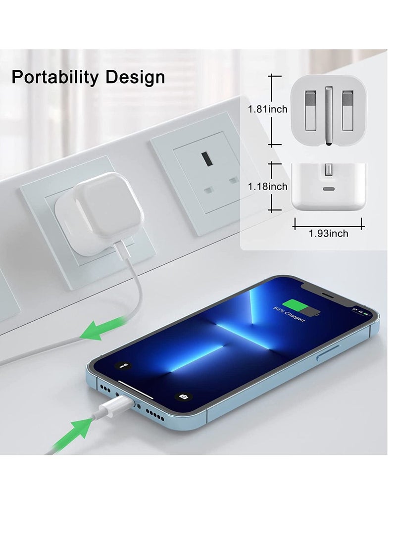 iPhone Charger Cable and Plug, iPhone Fast Charger 20W PD 3.0 USB C Wall Charger Plug with 1M iPhone Fast Charging Cable USB C Fast Charger Compatible with Phone 13 12 11 Pro Max Mini X XR Xs 8, Pad - Image 5