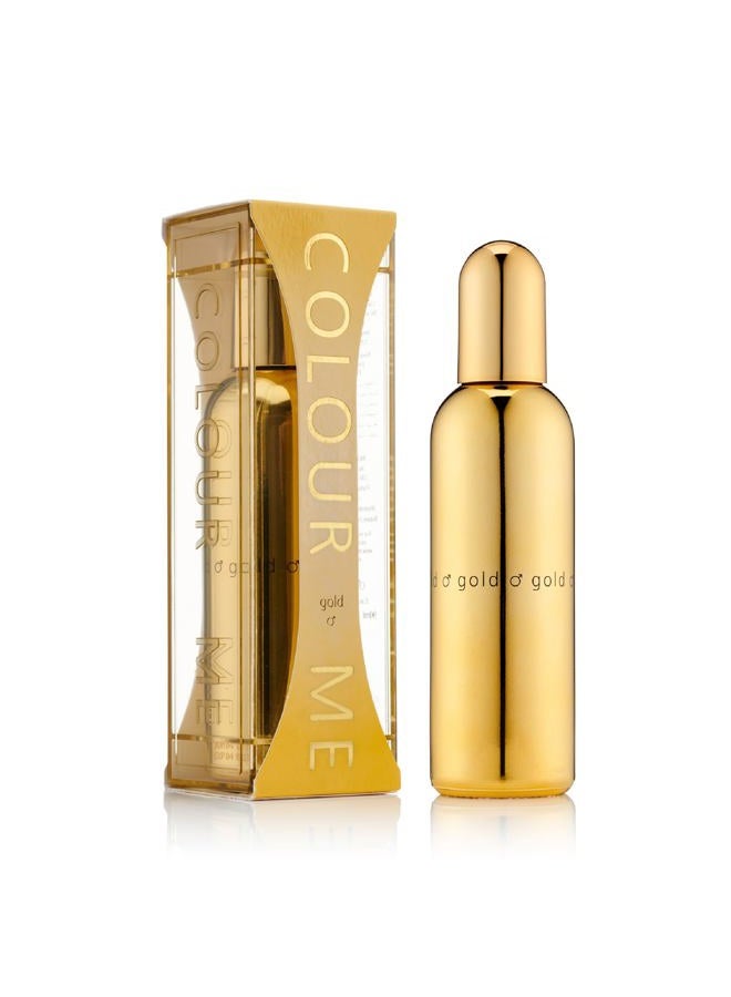 Colour Me Gold Homme by Milton-Lloyd - Perfume for Men - Spicy Aromatic Fragrance - Opens with Spices, Leather, Patchouli, and Amber - Enduring Scent Exudes Persistence - 3 oz EDP Spray - Image 1
