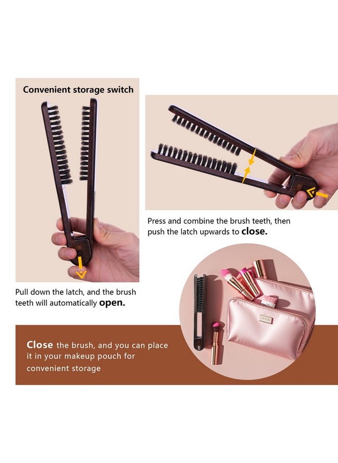 Perfehair PERFEHAIR Double Sided Straightening Brush - Natural Boar Bristle Clamp for Smooth, Frizz-Free Styling, No Hair Pulling, Long-Lasting Design  - Image 4