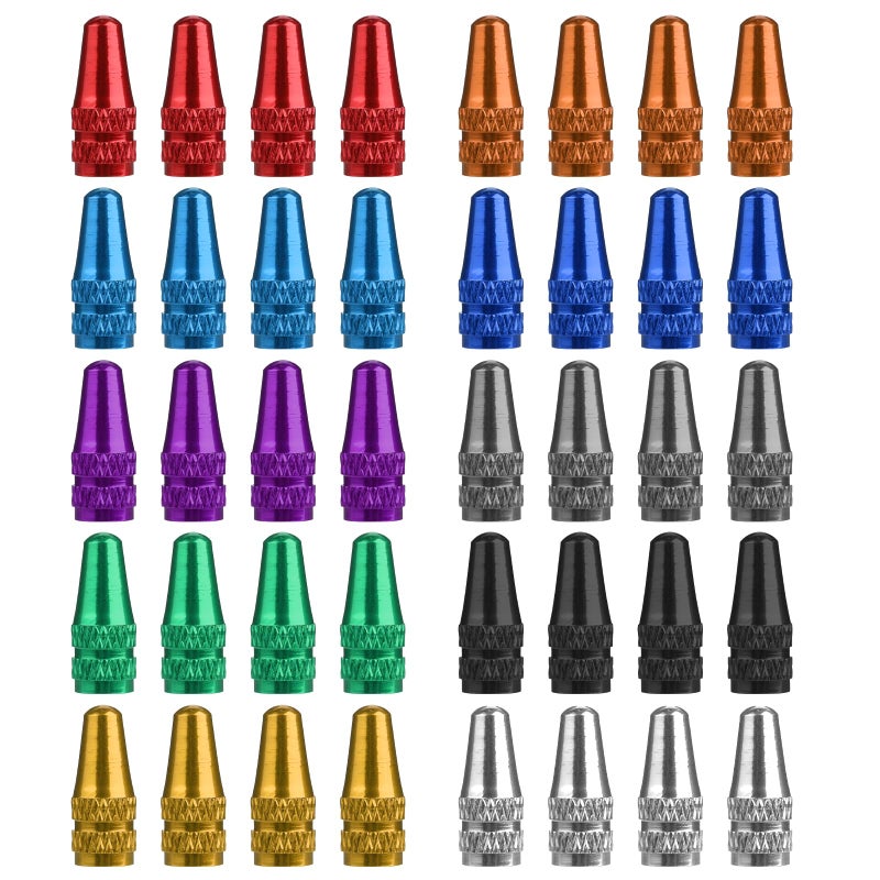 Hariendny 40 Pieces Presta Valve Stem Caps, 10 Colors Presta Valve Cover, Aluminum Presta Cycling Valve Cap, Presta Valve Cap Dust Covers, French Bicycle Air Tire Caps, Presta Valve Caps For Bike Tires - Image 1