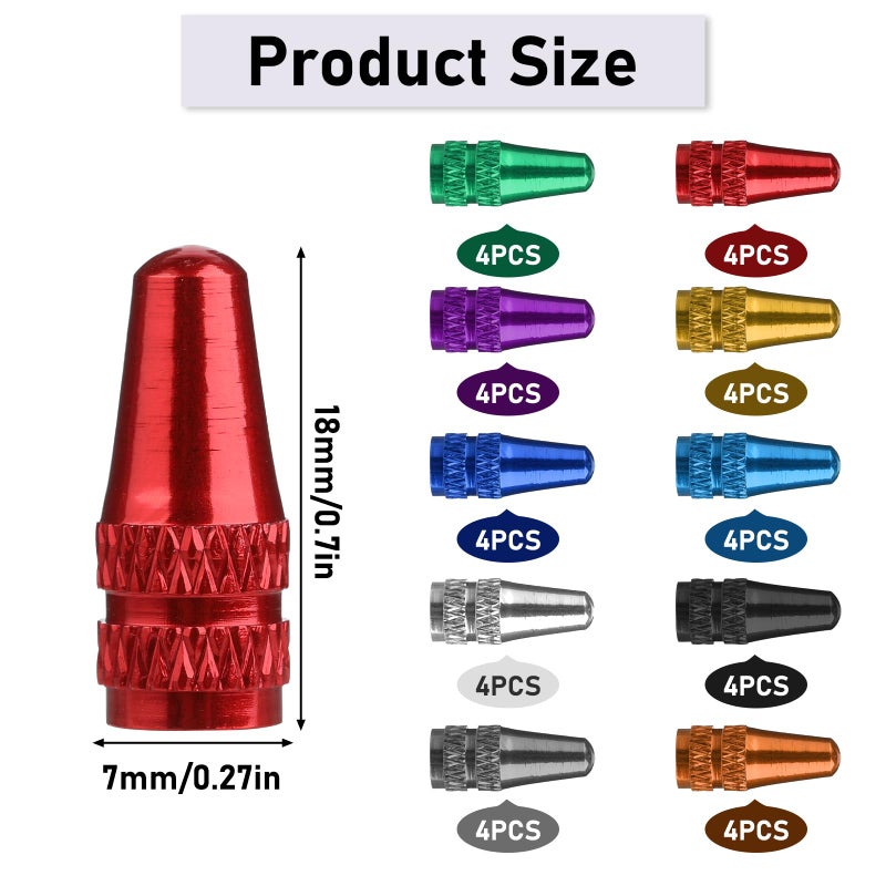 Hariendny 40 Pieces Presta Valve Stem Caps, 10 Colors Presta Valve Cover, Aluminum Presta Cycling Valve Cap, Presta Valve Cap Dust Covers, French Bicycle Air Tire Caps, Presta Valve Caps For Bike Tires - Image 2