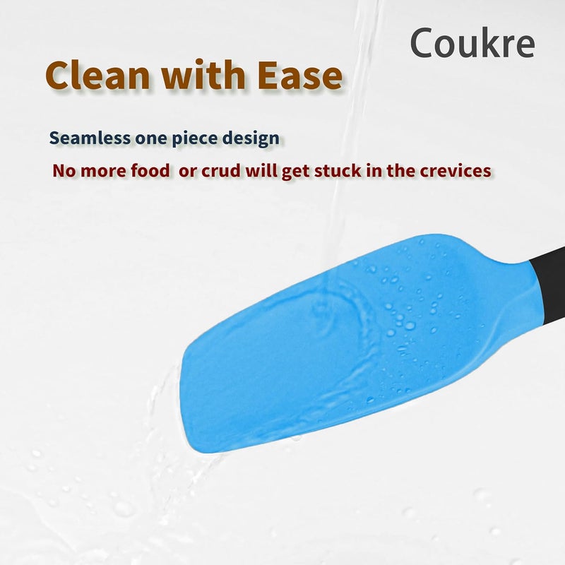 Coukre Silicone Spatula Set of 5,High Temperature Resistant, Food Grade Silicone, Dishwasher Safe, for Baking, Cooking (Colorful) - Image 4