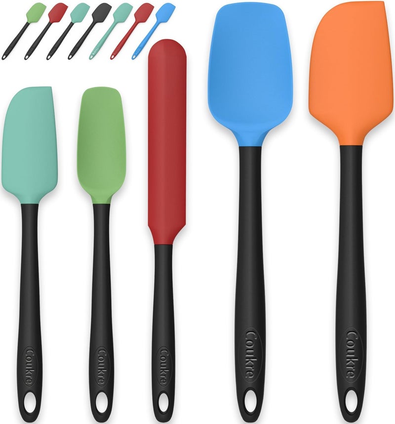 Coukre Silicone Spatula Set of 5,High Temperature Resistant, Food Grade Silicone, Dishwasher Safe, for Baking, Cooking (Colorful) - Image 1