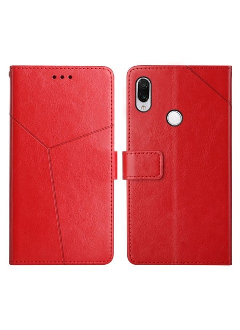 Case Cover For Xiaomi Redmi Note 7 / Note 7 Pro Y Stitching Horizontal Flip Leather Phone Case Red