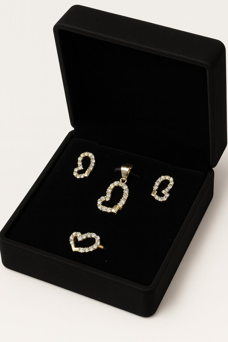 Ready For Chai Elegant Heart Pendant Set | Real 925 Sterling Silver Jewelry for women with Simulated Gemstones | Rhodium-Plated Ring, Pendant & Earrings - Image 3