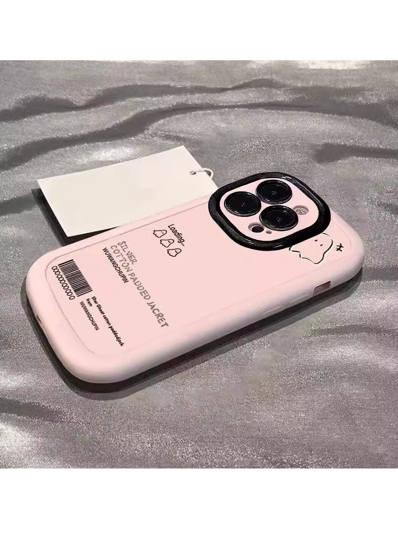NIBEMINENT Minimalistic Little Ghost Protective TPU Case Cover For iPhone 15, Pink