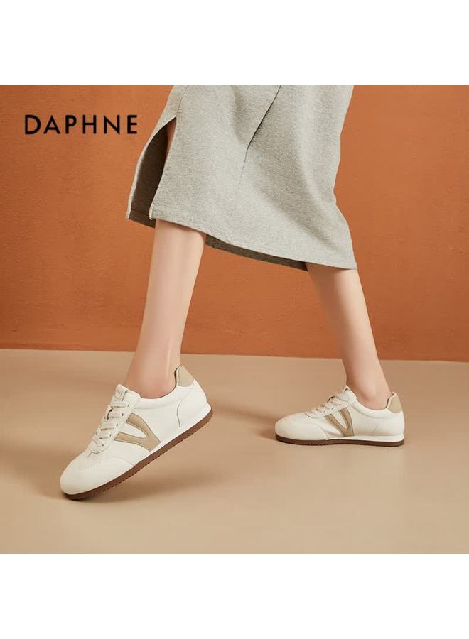Daphne Flat Low-heel Dexun Shoes For Women, Versatile Lightweight Lace-up Low-top Comfortable Sneakers Sports Casual Shoes, Milk Tea Color Size 37 - Image 3