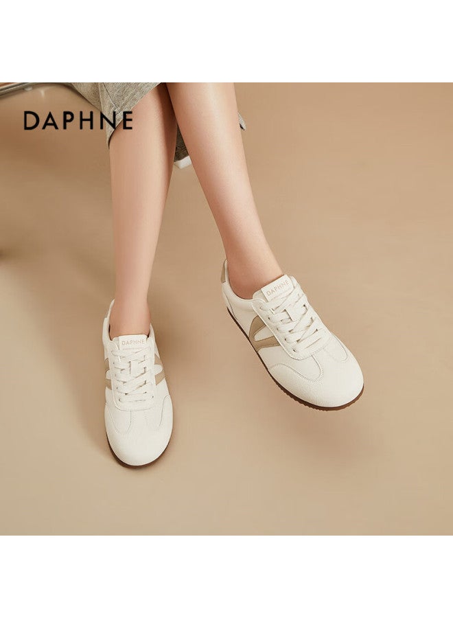 Daphne Flat Low-heel Dexun Shoes For Women, Versatile Lightweight Lace-up Low-top Comfortable Sneakers Sports Casual Shoes, Milk Tea Color Size 37 - Image 4