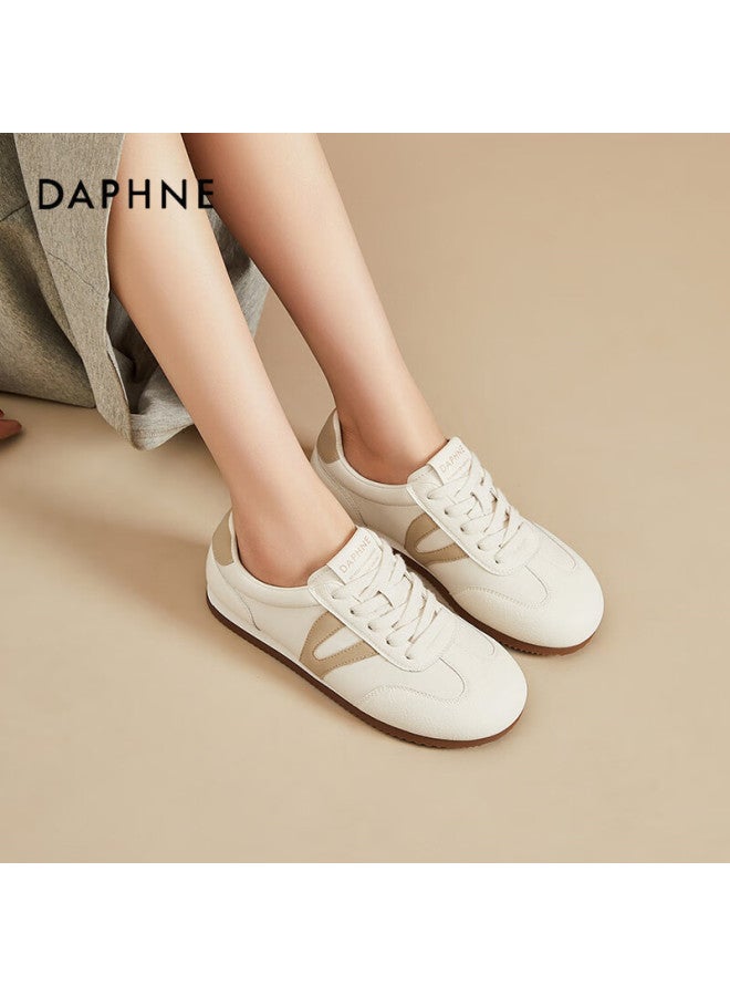 Daphne Flat Low-heel Dexun Shoes For Women, Versatile Lightweight Lace-up Low-top Comfortable Sneakers Sports Casual Shoes, Milk Tea Color Size 37 - Image 5