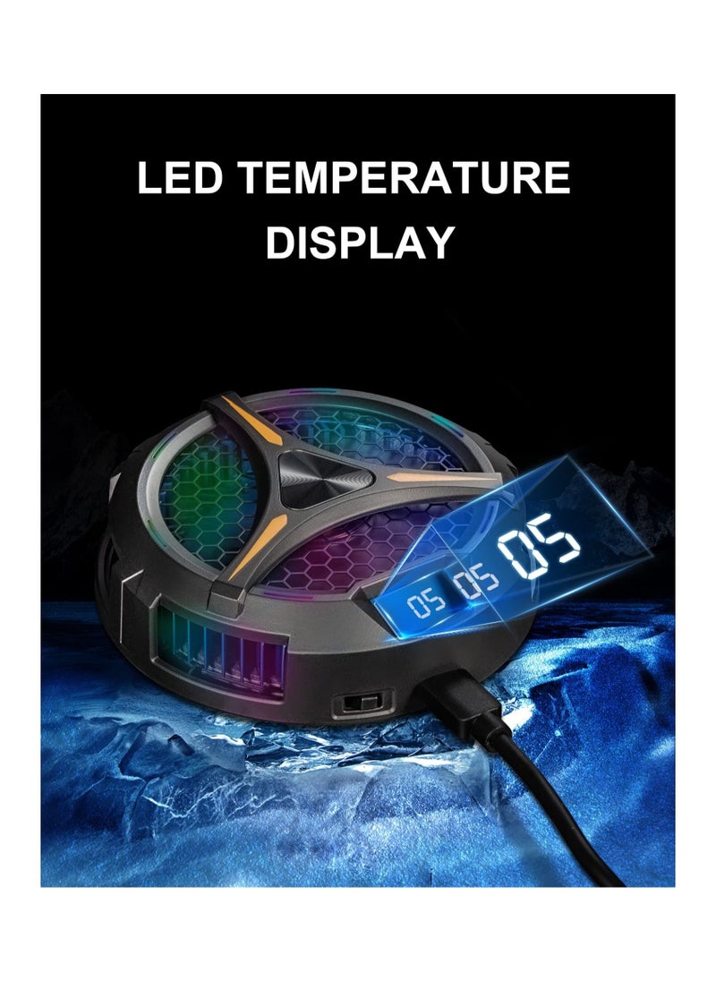 KASTWAVE - Steam Deck Fan Cooler, Semiconductor Heatsink Cooling with 7-Blade Fan / LED Temperature Display/ Two-Speed Fan Settings/ 7-Color Cycle, Magnetic Cooler for Steam Deck, Laptop,iPad - Image 1